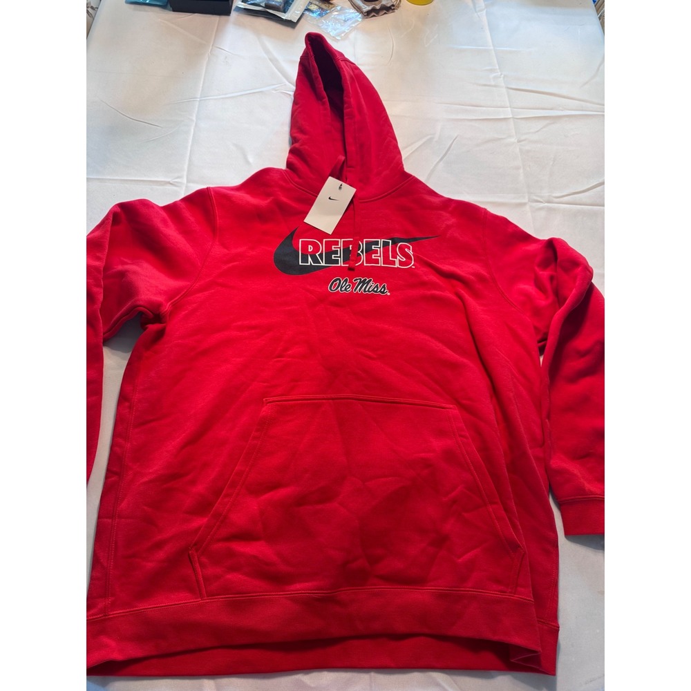 Nike Ole Miss Rebels‎ Club Fleece Hoodie Mens XXL University Red M31777 New